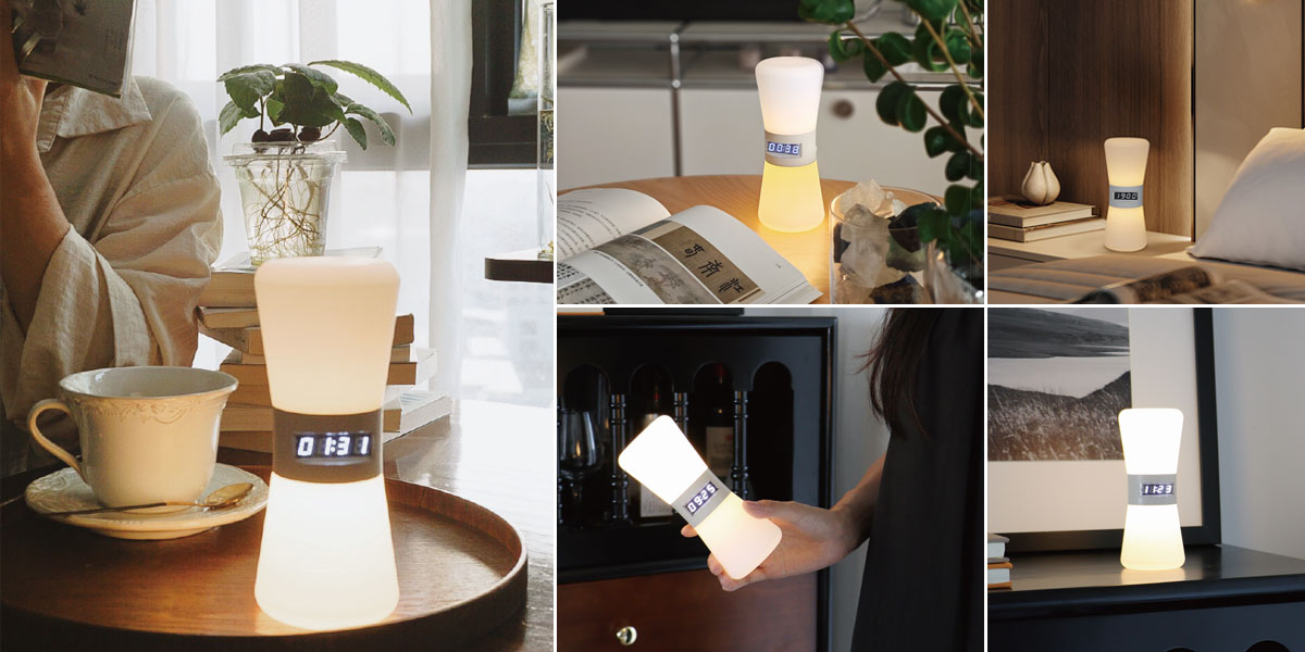 P3056TA // LUMEN TIDE – LED Hourglass-Inspired Electronic Timer with Dynamic Light-Flow Effect, 3000K Soft Ambient Light, Flip-Sensing Countdown, Night Light Mode &amp; Gift Box Packaging