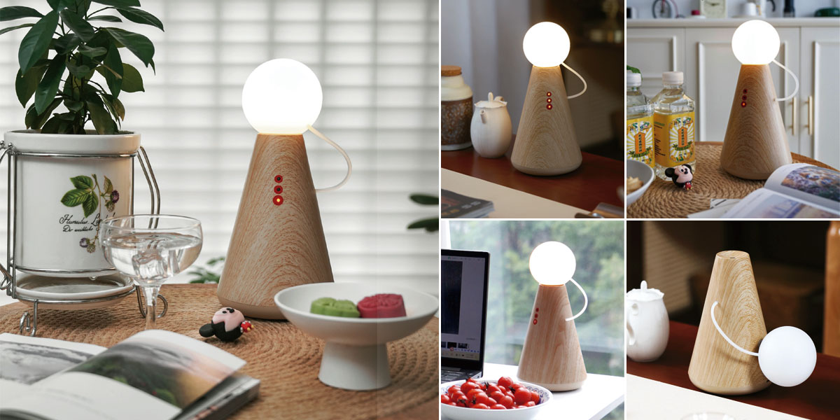 P3097TA // Doll Lamp – Playful Doll-Inspired Ambient Light with Magnetic Interactive Switch, DIY Emoji Display, Battery Level Indicator &amp; 1800mAh Rechargeable Battery